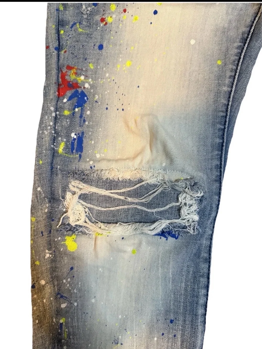 MacKeen Market Hale Jeans Mens 30 Paint Splatter Distressed Skinny Moto Zippers